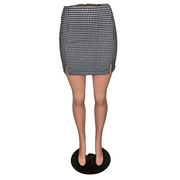 Eyeshadow Mini Skirt Houdstooth Plaid Black and White Size 3 Junior - Picture 1 of 10